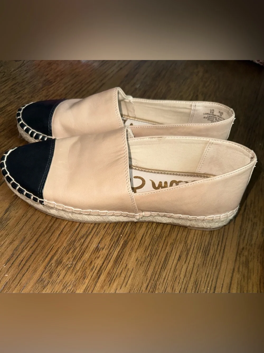 Sam Edelman Two-Tone Tan and Black Espadrille Flats